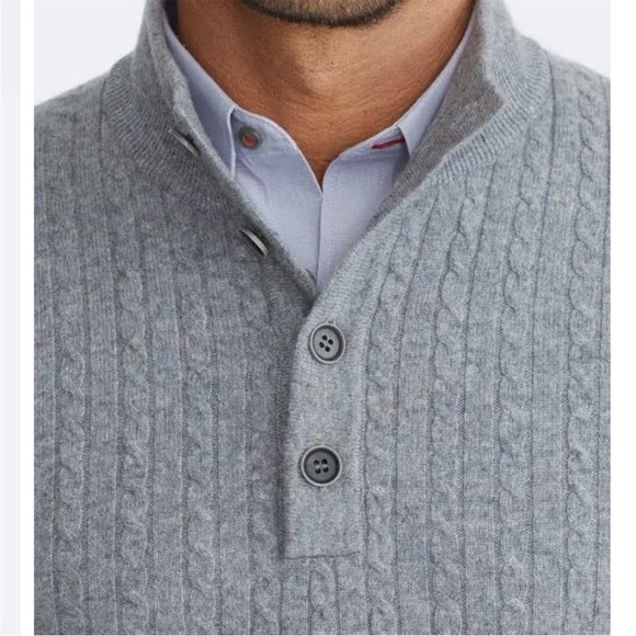 UNTUCKit Gray Cashmere Cable Knit 1/4 Button Pullover Sweater La Frenz medium M - Picture 6 of 12